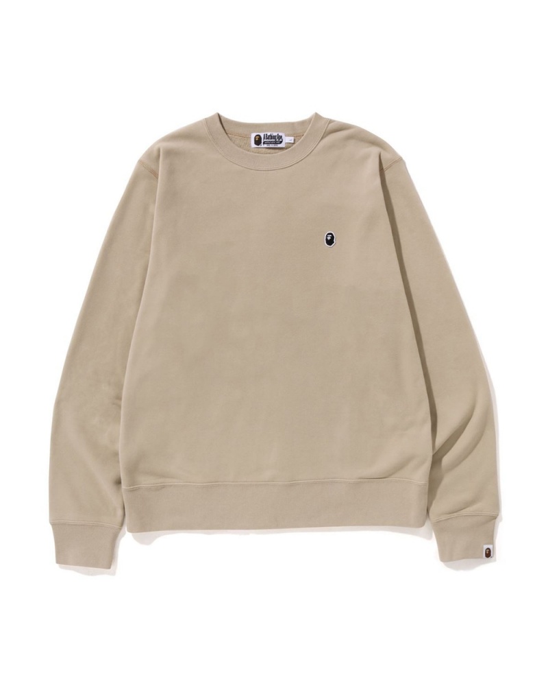 Sweatshirt Bape Ape Head One Point Crewneck Beige Homme | CMN-73006986